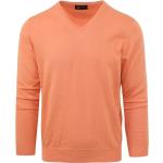 Reduzierte Orange Unifarbene V-Ausschnitt Herrenpullover Größe 3 XL 