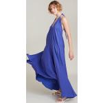 Royalblaue Elegante Maxi Nachhaltige V-Ausschnitt Träger-Maxikleider aus Baumwolle für Damen Einheitsgröße für den für den Sommer 