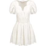 Reduzierte Weiße Vintage Mini Spitzenkleider mit Puffärmeln für Damen Größe XS 