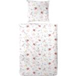 Weiße Blumenmuster Allergiker bügelfreie Bettwäsche mit Reißverschluss aus Baumwolle maschinenwaschbar 135x200 