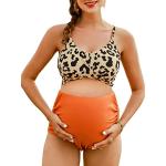Orange Animal-Print Bikini-Tops gepolstert für Damen Größe L 2-teilig 