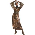 Bunte Elegante Summum Woman V-Ausschnitt Midikleider mit Puffärmeln aus Viskose für Damen Größe L 