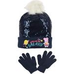 Blaue Peppa Wutz Mütze Schal Handschuh Sets für Kinder mit Schweinemotiv aus Polyester für Mädchen für den für den Winter 
