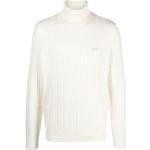 Reduzierte Weiße Bestickte Langärmelige SUN 68 Rollkragen Kaschmir-Pullover aus Wolle für Herren Größe XL 