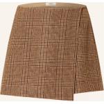 Reduzierte Hellbraune Karo Suncoo Mini Wollröcke mit Reißverschluss aus Wolle für Damen Größe S für den für den Winter 