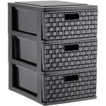 Reduzierte Schwarze Schubladenboxen DIN A5 aus Rattan 