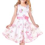 Pinke Blumenmuster Sunny Fashion Midi Kinderfestkleider aus Baumwolle für Mädchen Größe 116 für den für den Winter 