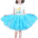 Blaue Sunny Fashion Midi Kinderrüschenkleider aus Tüll für Mädchen Größe 122 