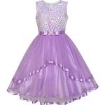 Violette Blumenmuster Sunny Fashion Midi Kinderfestkleider aus Baumwolle für Mädchen Größe 146 für den für den Winter 