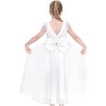 Weiße Blumenmuster Sunny Fashion Kinderfestkleider mit Reißverschluss aus Spitze für Mädchen Größe 146 