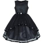 Schwarze Elegante Sunny Fashion Midi Kinderfestkleider aus Tüll für Mädchen Größe 158 