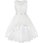 Weiße Elegante Sunny Fashion Midi Kinderfestkleider aus Tüll für Mädchen Größe 158 
