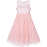 Pinke Sunny Fashion Maxi Kinderspitzenkleider mit Strass aus Chiffon für Mädchen Größe 116 für den für den Winter 