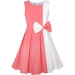Korallenrote Sunny Fashion Midi Kinderkleider aus Baumwolle für Mädchen Größe 158 für den für den Frühling 