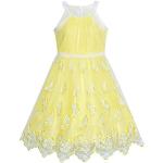 Gelbe Ärmellose Sunny Fashion Kinderneckholderkleider aus Baumwolle für Mädchen für den für den Winter 
