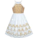 Goldene Bestickte Ärmellose Sunny Fashion Midi Kindertüllkleider mit Insekten-Motiv aus Baumwolle für Mädchen Größe 116 für den für den Winter 