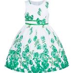 Grüne Blumenmuster Sunny Fashion Midi Blumenkleider für Kinder & Blümchenkleider für Kinder aus Baumwolle für Mädchen Größe 140 für den für den Winter 