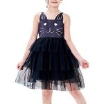 Schwarze Sunny Fashion Midi Kindertüllkleider mit Tiermotiv mit Rüschen aus Baumwolle für Mädchen für den für den Winter 
