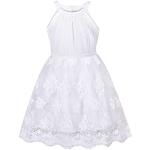 Reduzierte Weiße Bestickte Ärmellose Sunny Fashion Midi Kindertüllkleider mit Reißverschluss aus Tüll für Mädchen Größe 104 