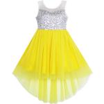 Gelbe Elegante Sunny Fashion Kindertüllkleider mit Pailletten mit Reißverschluss aus Tüll Handwäsche für Mädchen Größe 146 