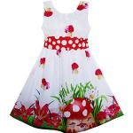 Rote Blumenmuster Ärmellose Sunny Fashion Midi Gemusterte Kinderkleider aus Baumwolle für Mädchen Größe 110 