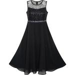 Schwarze Elegante Ärmellose Sunny Fashion Maxi Kinderspitzenkleider mit Strass aus Chiffon Handwäsche für Mädchen Größe 116 