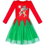 Rote Langärmelige Sunny Fashion Midi Kinderspitzenkleider aus Baumwolle für Mädchen für den für den Winter 