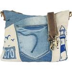 Reduzierte Blaue Maritime Damenschultertaschen & Damenshoulderbags mit Reißverschluss aus Canvas 