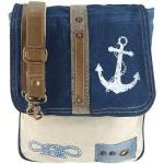 Blaue Maritime Messenger Bags & Kuriertaschen mit Reißverschluss aus Leder für Damen Klein 