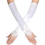 Weiße Bestickte Elegante Fingerlose Handschuhe & Halbfinger-Handschuhe mit Pailletten aus Spitze für Damen Einheitsgröße für die Braut 