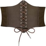 Reduzierte Schwarze Vintage Taillengürtel mit Halloween-Motiv mit Schnalle aus Leder für Damen Größe XS 