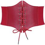 Reduzierte Rote Vintage Taillengürtel mit Halloween-Motiv mit Schnalle aus Leder für Damen Größe XL 