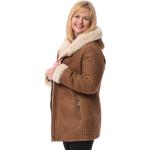 Reduzierte Braune Trendzone Gefütterte Lederjacken mit Reißverschluss aus Lammfell für Damen Größe XL für den für den Winter 