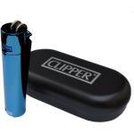 Super kleines deep blue metall Gasfeuerzeug 64,5 mm von Clipper mit Gravur