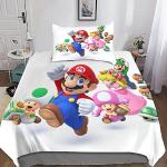 Super Mario Bettwäsche Sets & Bettwäsche Garnituren mit Reißverschluss aus Polyester maschinenwaschbar 135x200 3-teilig für den für den Frühling 