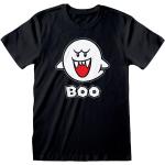 Schwarze Kurzärmelige Super Mario Buu Huu T-Shirts mit Halloween-Motiv aus Baumwolle Größe L 