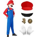 Rote Super Mario Faschingshandschuhe aus Polyester für Kinder 