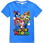 Blaue Super Mario Mario Kinder T-Shirts aus Baumwolle für Jungen für den für den Sommer 