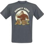 Dunkelgraue Melierte Donkey Kong Rundhals-Ausschnitt T-Shirts für Herren Größe XXL 