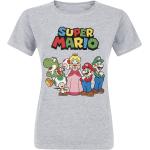 Graue Melierte Vintage Super Mario Rundhals-Ausschnitt T-Shirts für Damen Größe M 