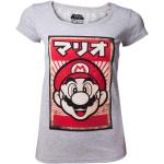 Graue Kurzärmelige Super Mario Mario T-Shirts aus Baumwolle Größe S 