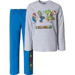 Graue Super Mario Kinderschlafanzüge & Kinderpyjamas aus Baumwolle Größe 116 