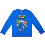 Blaue Langärmelige Super Mario Longsleeves für Kinder & Kinderlangarmshirts aus Baumwolle Größe 110 