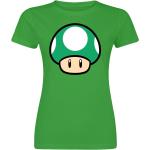 Grüne Unifarbene Super Mario Mario Pilz T-Shirts aus Baumwolle für Damen Größe S 