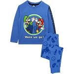 Blaue Super Mario Kinderschlafanzüge & Kinderpyjamas für Jungen 