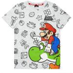 Graue Melierte Kurzärmelige Super Mario Yoshi Kinder T-Shirts aus Baumwolle für Jungen Größe 110 