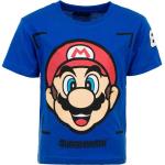 Blaue Kurzärmelige Super Mario Mario Rundhals-Ausschnitt Printed Shirts für Kinder & Druck-Shirts für Kinder aus Baumwolle Größe 110 