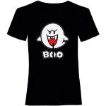 Schwarze Langärmelige Super Mario Buu Huu T-Shirts aus Baumwolle für Damen Größe XXL 