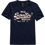 Marineblaue Boho Superdry T-Shirts mit Glitzer für Damen Größe M für den für den Sommer 