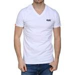 Weiße Bestickte Superdry Orange Label Bio V-Ausschnitt T-Shirts für Herren Größe L 